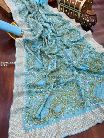 D.NO. BT3085 COLOUR’S BY BT EMBROIDERY SAREE MANUFACTURER IN INDIA
